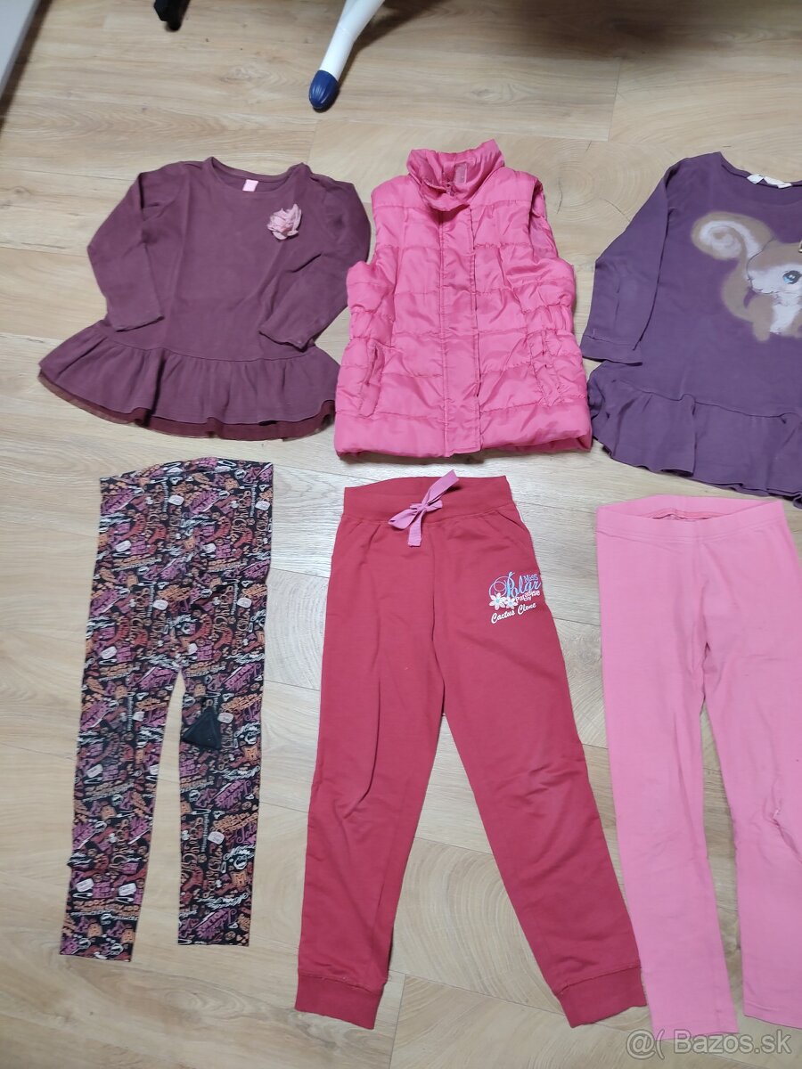 2x leginky +2x tuniky+Vesta+teplakove nohavice 122/128 - 18