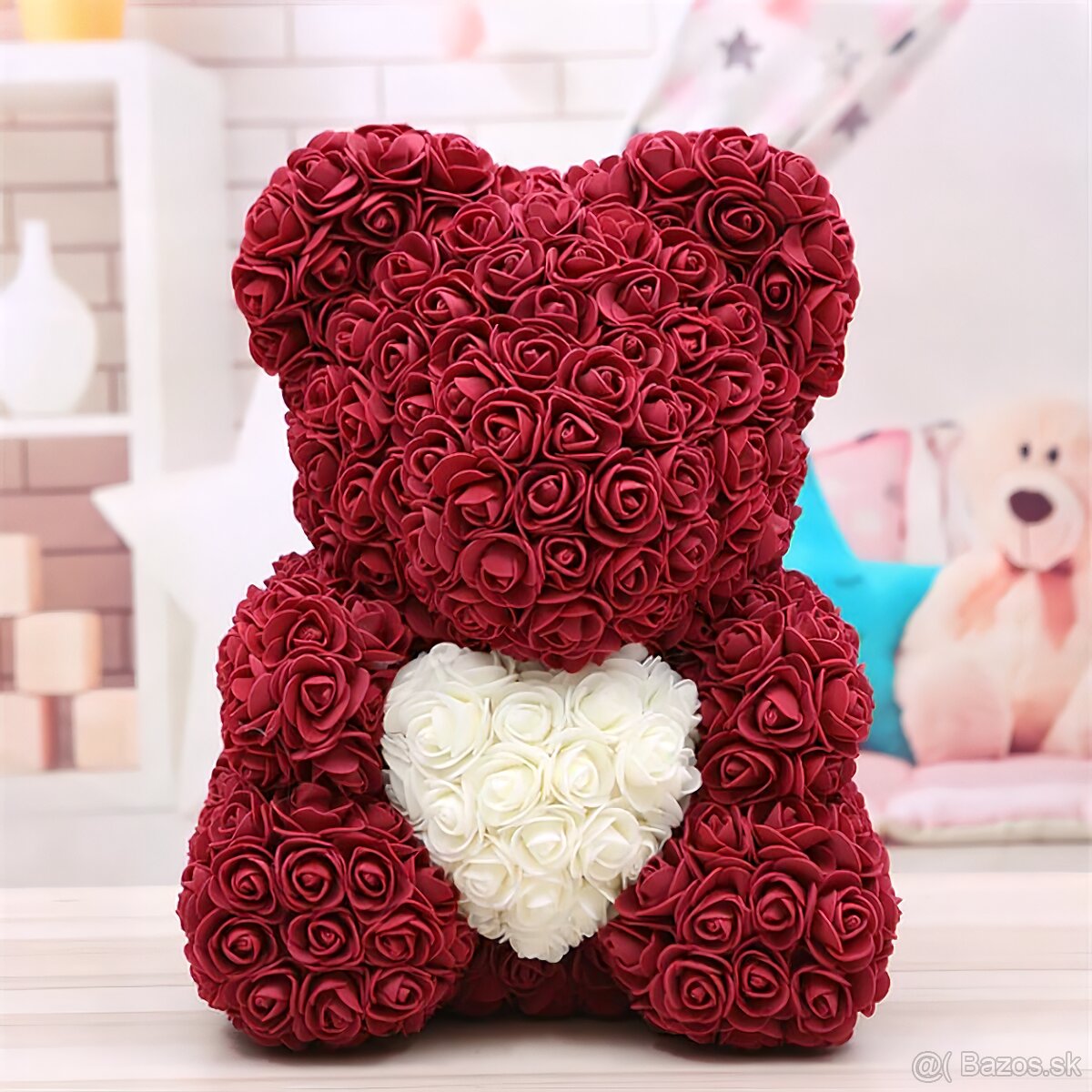Macko z ruží 40 a 25 cm - všetky farby - ihneď k odberu - 18