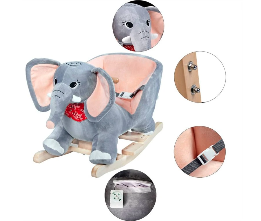 Detský hojdací jednorožec sloník koník so zvukom a baterkami - 18