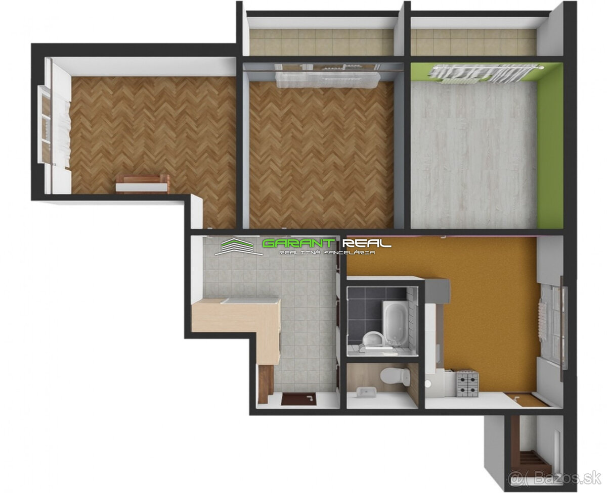 Predaj 3-izb. tehlový byt 90 m2, 2 loggie, Nábrežná ul. - 18