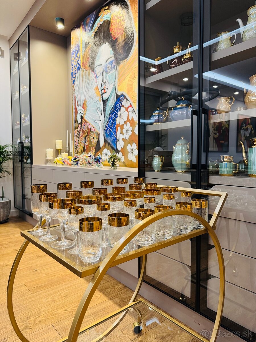 Sada pohárov z krištálového skla LR Czechoslovakia,posielam - 18