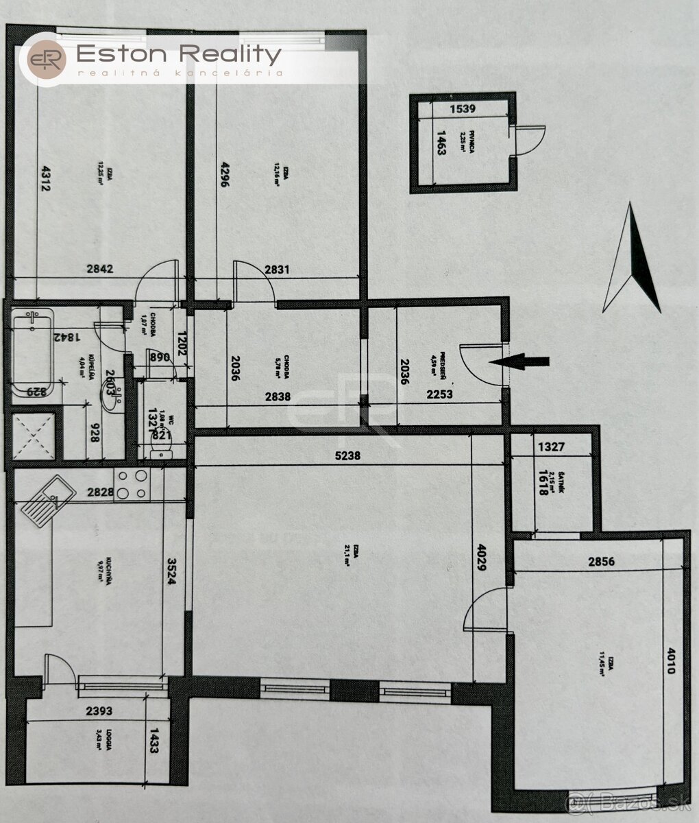 REZERVOVANÉ 4 izbový byt s loggiou, 87 m2, Sibírska ulica - 18