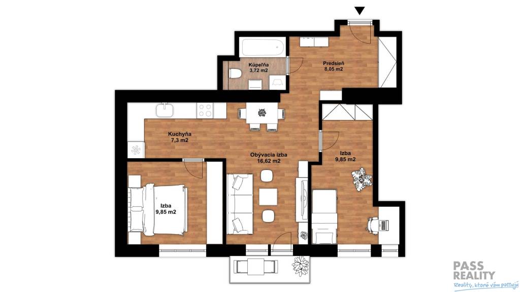 NOVÁ CENA zariadený, tehlový 3 izb. byt, balkón, Nivy-Rastis - 18