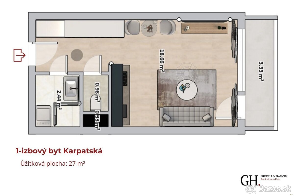 Modrý klenot v centre mesta | KARPATSKÁ - Kuzmányho | 1-izbo - 18