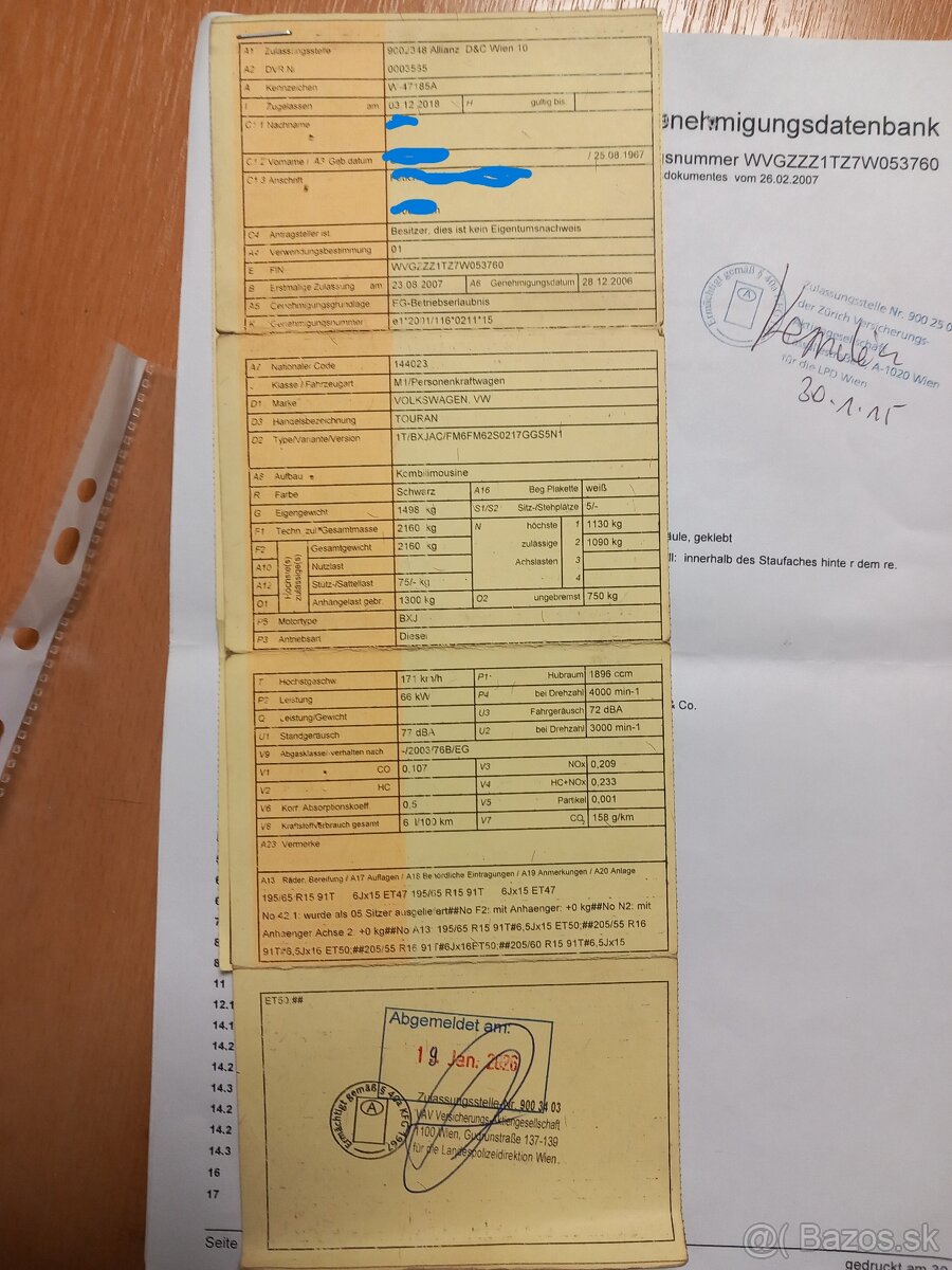 VW Touran 1.9 TDI .6ti-kvalt . Model 2008 - 18