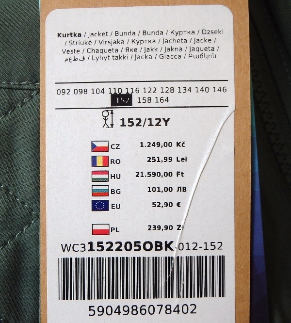 Zelená predĺžená bundička COCCODRILLO, v.152, M/L - 18