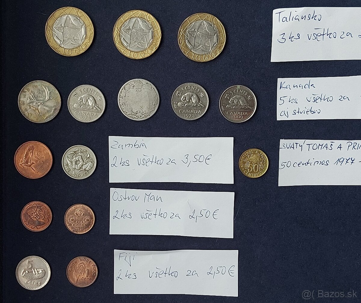 Zbierka mincí - Tunisko, Taliansko, Kanada, striebro ostrovy - 18