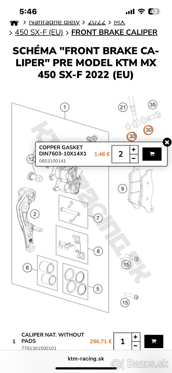 Brembo KTM Sx/ exc predná brzda - 18