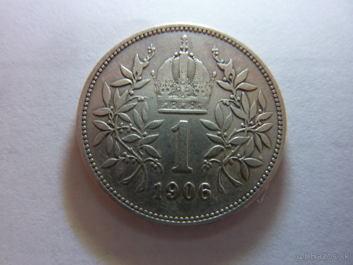 R-U Veľmi vzácna 1 koruna 1906 bz vo veľmi peknom stave - 18