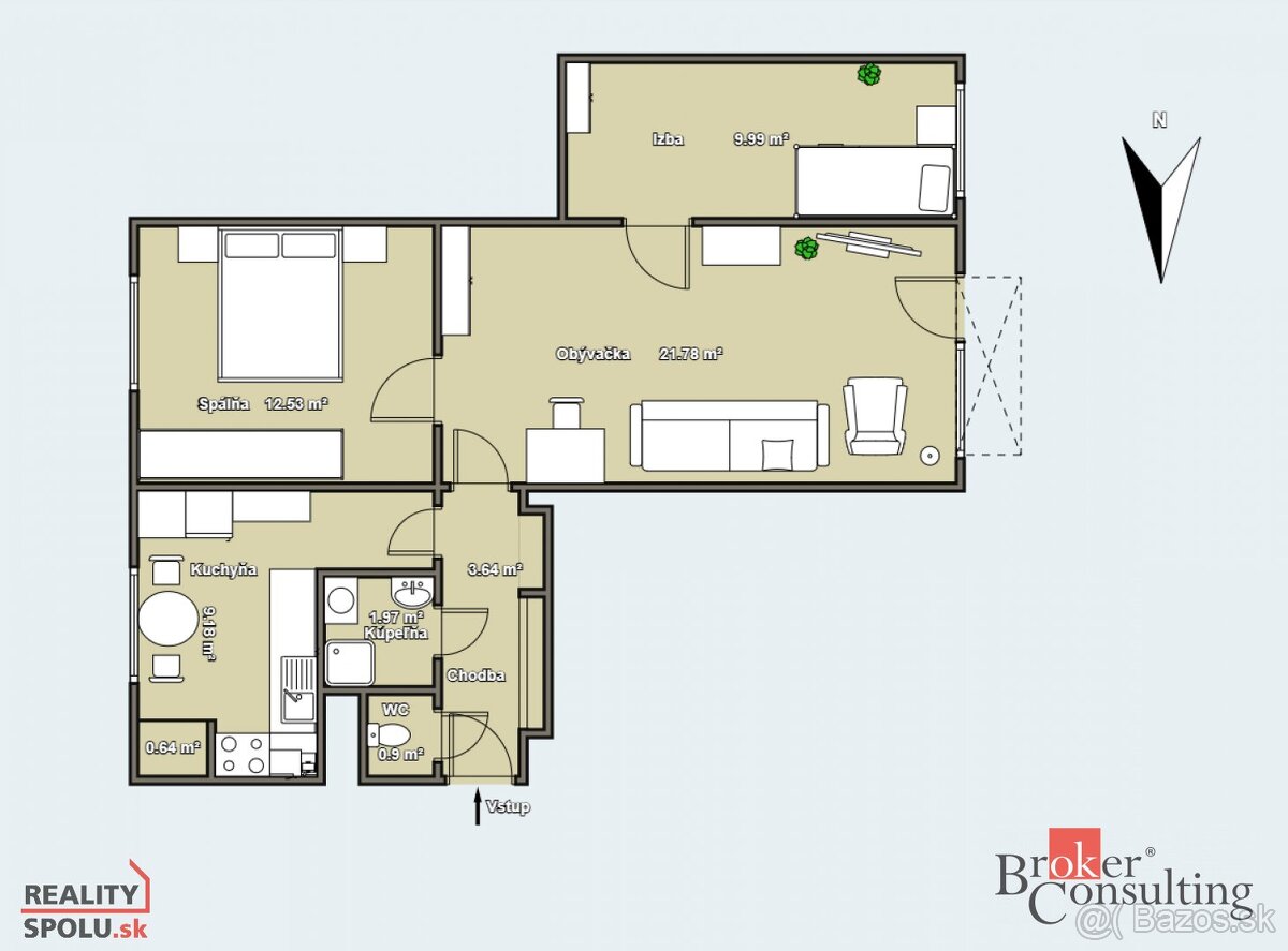 REZERVOVANÉ:Priestranný 3-izbový byt v Bernolákove: pokoj, z - 18