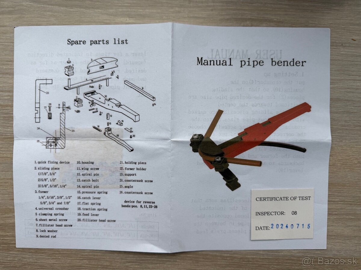 Nová ručná ohýbačka rúr 7 čeľusťi 6-22mm (1/4″-7/8″) - 18