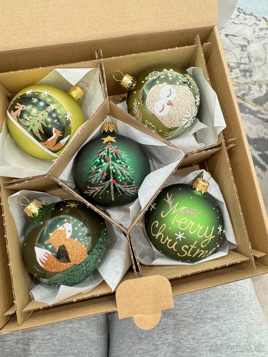 Vianočné sklenené gule , ručne malované sklenené banky - 18