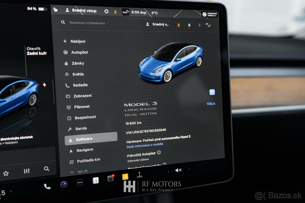 Tesla Model 3 LR AWD ,EAP, 19tis KM , ENHANCED AUTOPILOT - 18