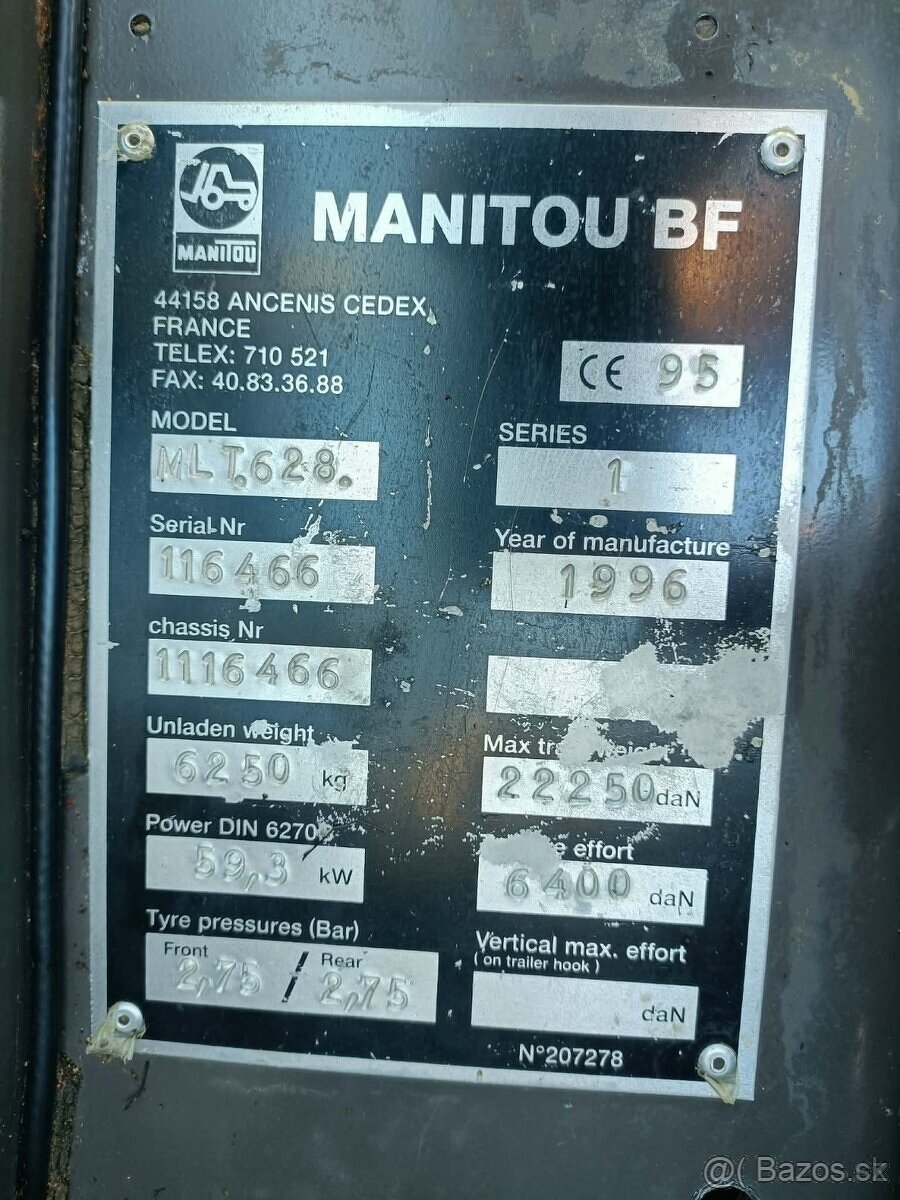 Teleskopický manipulátor MANITOU MLT628, 4x4, TP - 18