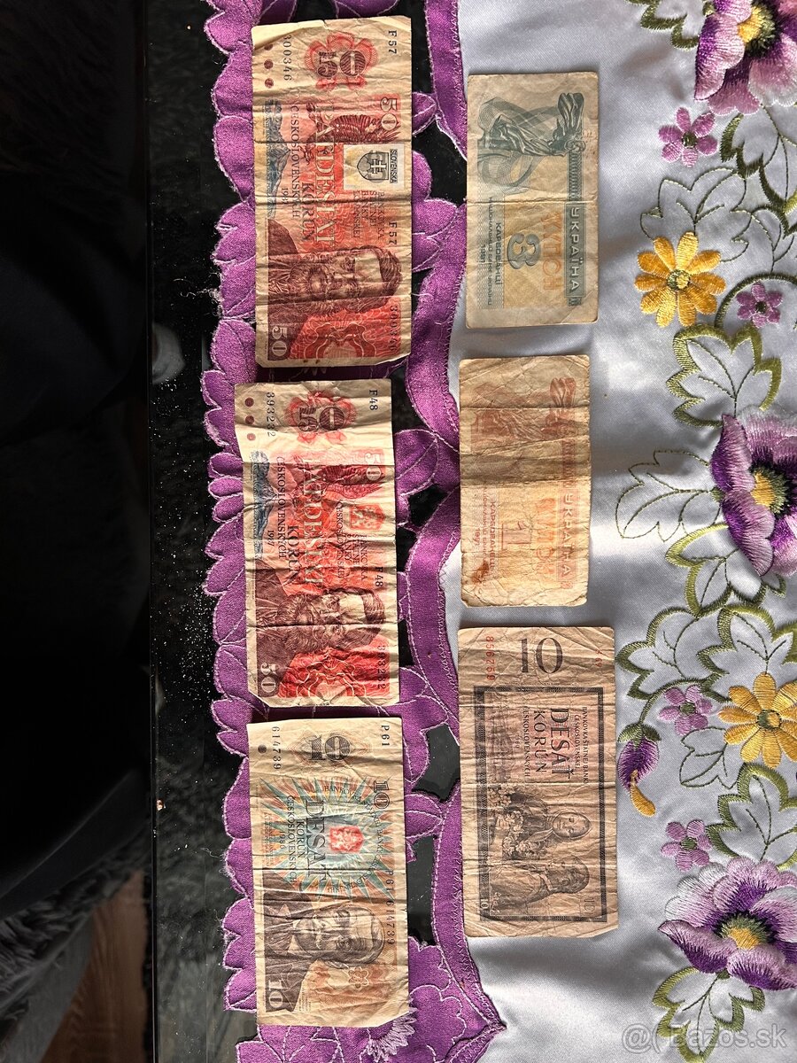 Staré zachovalé poštové známky, mince a bankovky - 18