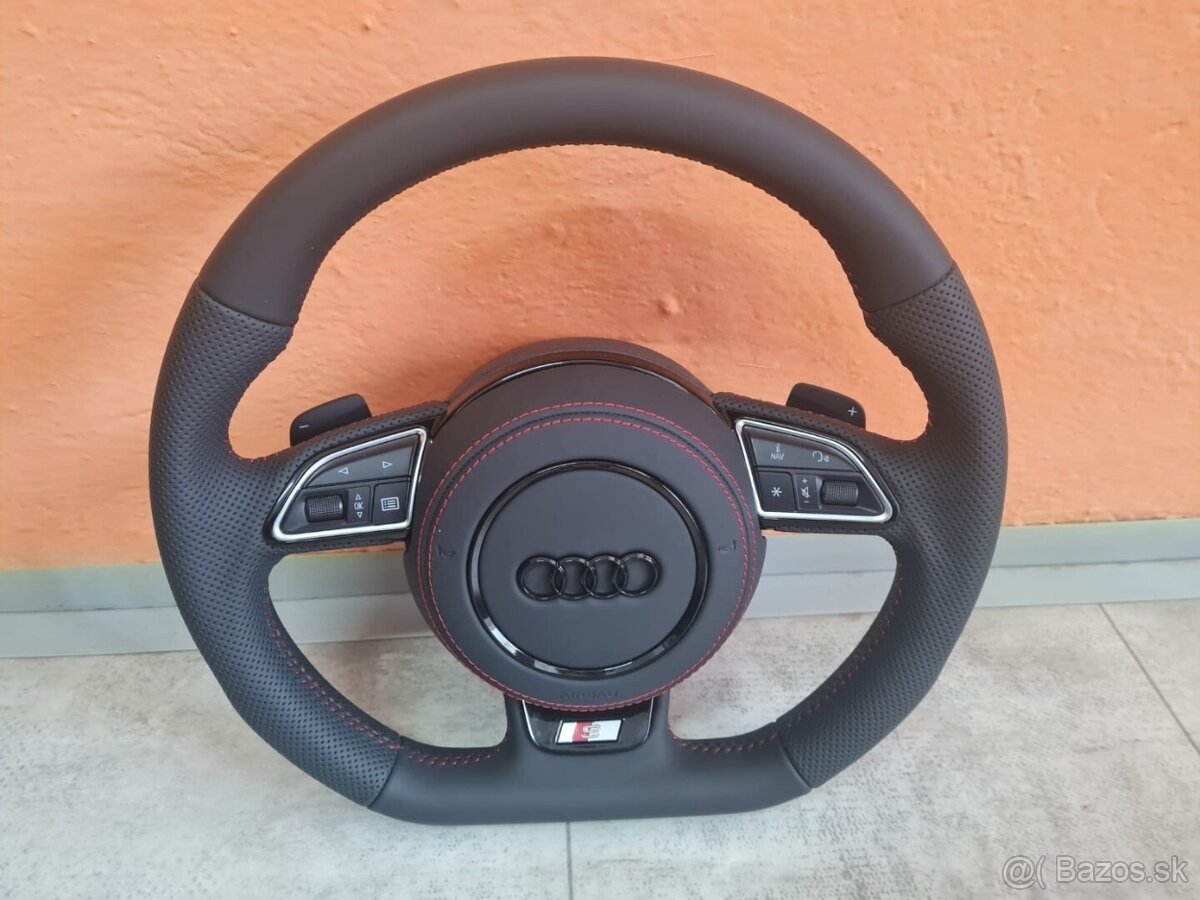 AUDI MULTIFUNKCNY VOLANT S AIRBAGOM A PADLAMI, červená niť - 18