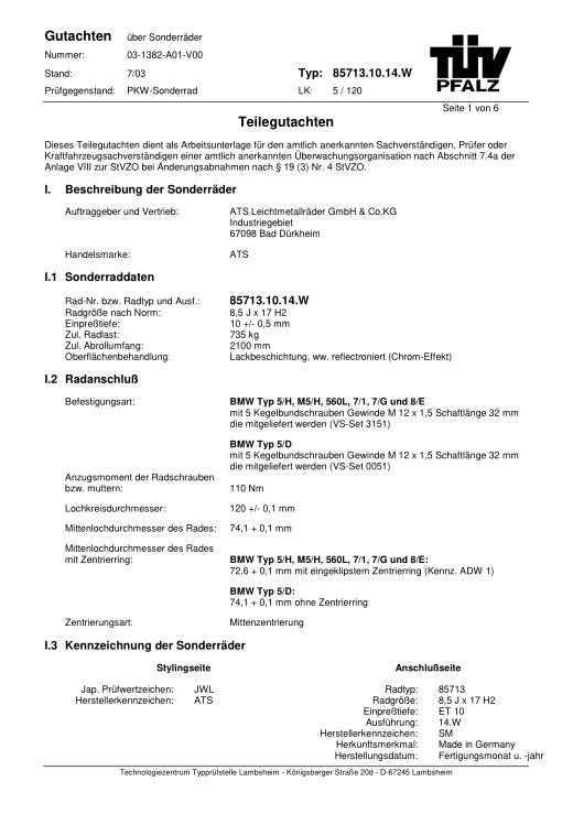 ATS Planet 2 5x120 R17 - 18