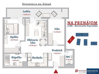 3+KK byt, NOVOSTAVBA, 74,3 m2 + lodžia + parking, zariadený - 18