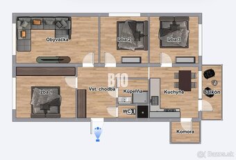 4 izbový byt s balkónom - 4 nepriechodné izby - Klokočina - 18