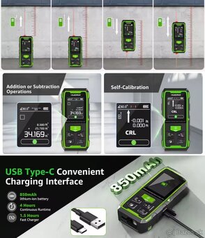 Super Smart BlueTooth jedno/dvoj Laserové Merače Vodováhy... - 18