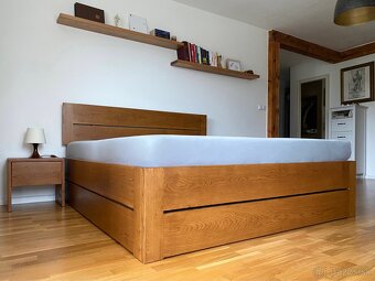 Dubová posteľ - úložný priestor, výklopné rošty - 18
