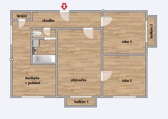 3-izbový byt s 2 balkónmi a špajzou v byte, Zvolen Sekier - 18