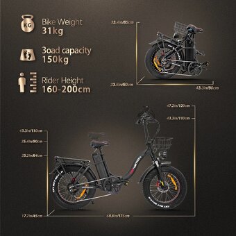 Skladací mestský ebike Drvetion 20x4.0",750W,20Ah 960Wh,45k - 18