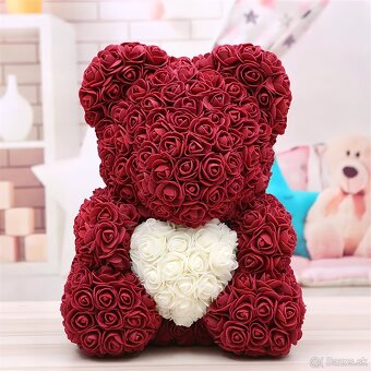 Macko z ruží 40 a 25 cm - všetky farby - ihneď k odberu - 18