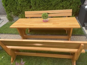 Masívny Dubový set srôl a dve lavice dĺžka 2m - 18