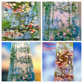 Kašmírový šál olejomaľba Claude Monet - Lekná+set šperkov - 18