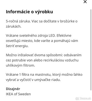 Predám IKEA digestor Mattradition čierna 60cm - 18