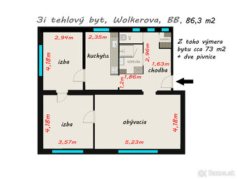 STARÁ FONČORDA / 3i TEHLOVÝ byt BB / REKONŠTRUKCIA / 86m2 / - 18