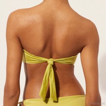 Calzedonia zelené satén bikini bandeau brazil Kendall XS - 18