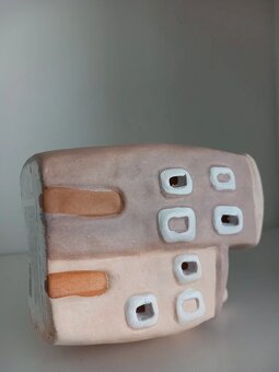 Sada 3ks ručne robené keramické domčeky na sviečku - 18