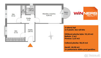 3-izb.byt 58,25 m2 s balkónom J. Farkaša, Senec + samostatná - 18