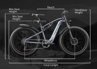 Výkonný fat ebike Shengmilo 26x3.0",500W,17.5Ah 840Wh,50km/ - 18