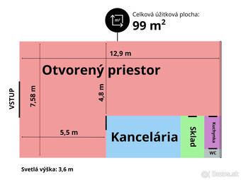 Prenájom prízemného obchodného priestoru 99 m² vo frekventov - 18