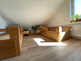 Dubová posteľ 90x200cm s výsuvným lôžkom - 18