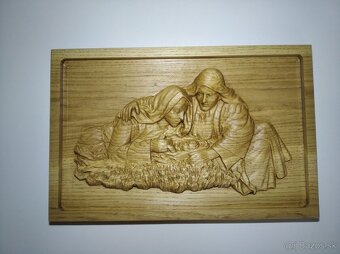 Madona, Ježíš , kříž, svícen, miska dřevořezba - 18