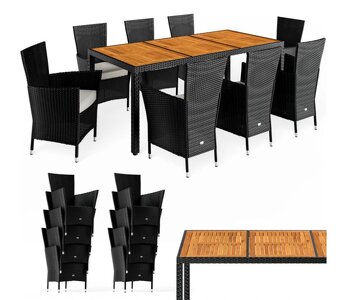 Záhradný ratanový stôl čierna 150 a 190 x 90 a 6 stoličiek - 18