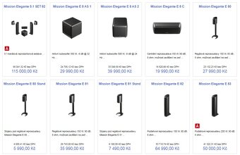 Sada reproduktorov Mission Elegante E80, E8C 4.0 5.1 6.1 - 18