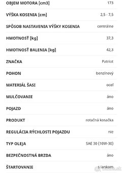 Benzínová kosačka Patriot LM 51 SP - 18