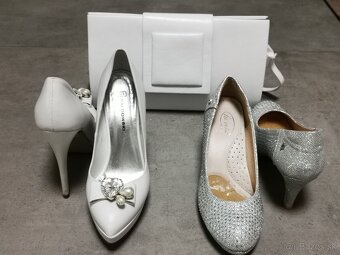 Biele a strieborné lodičky + kabelka - 18