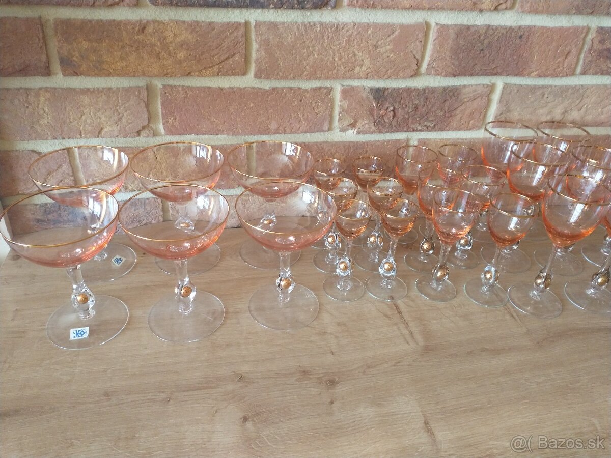 borské sklo, hutné sklo, zlatá zuzana ružová - 19