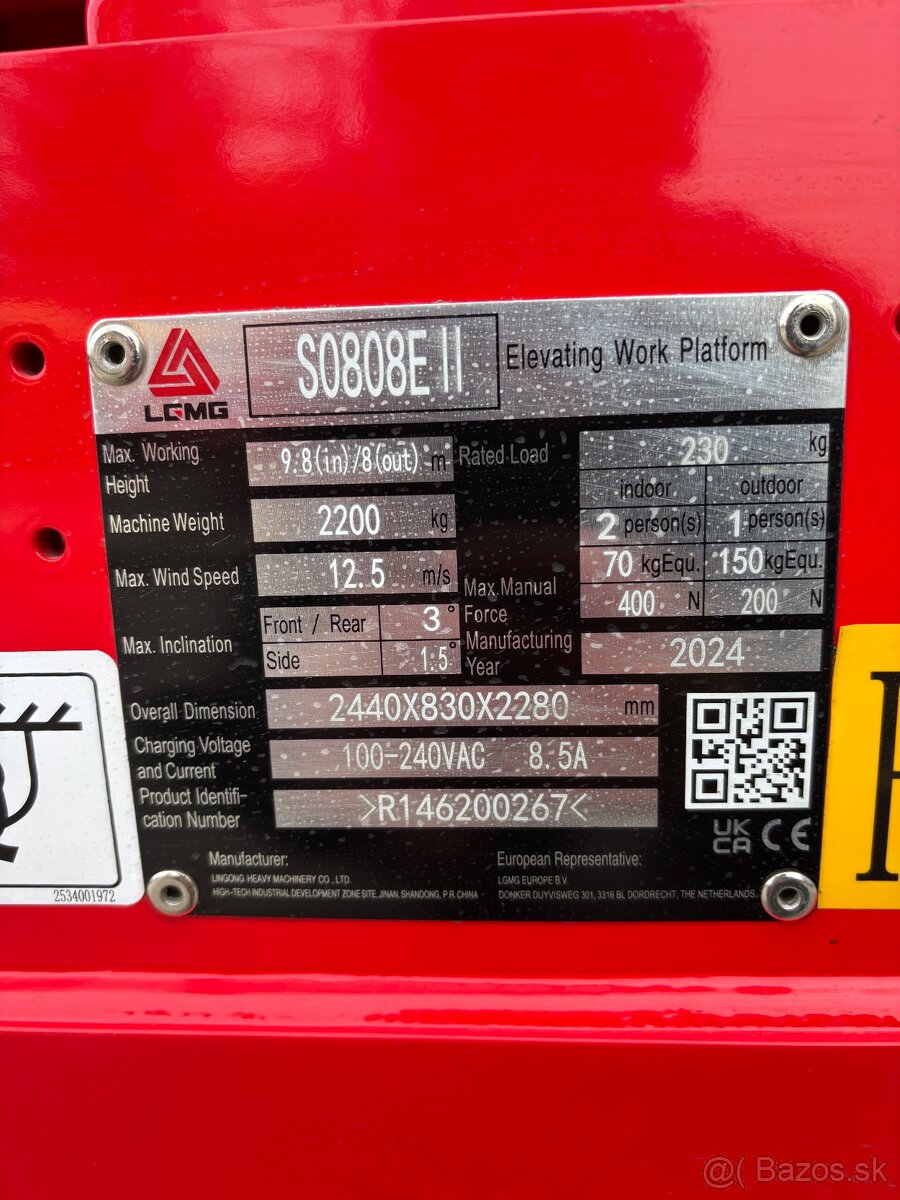 Pracovna plošina nová LGMG S0808EII 9,8m - 19