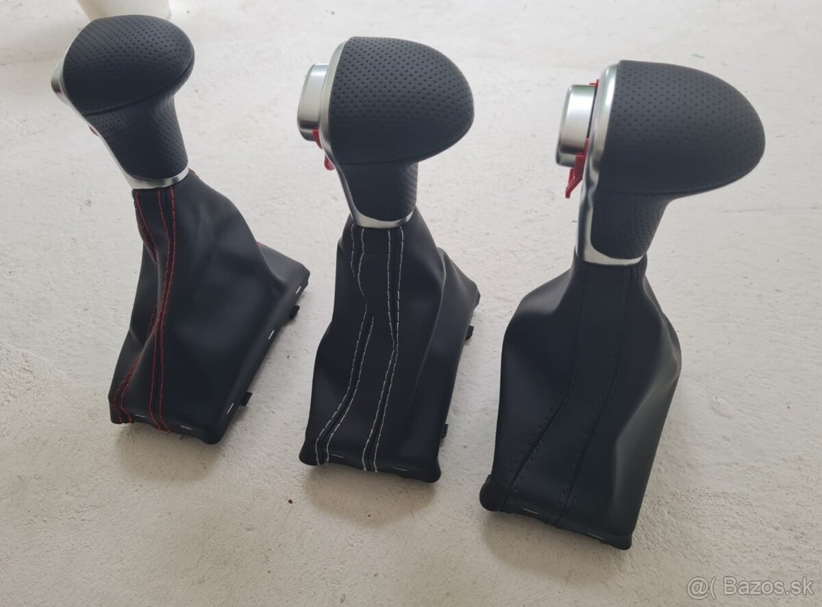 Radiaca páka pre automat AUDI / čierna biela červená nitka - 19