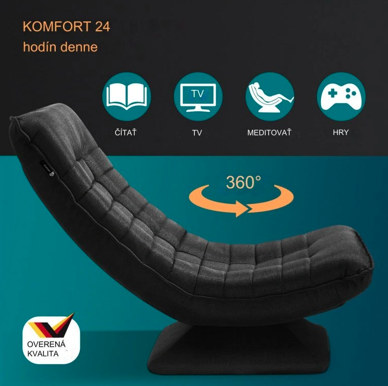 Relaxačné polohovacie a otočné kreslo - šedé, čierne, béžové - 19