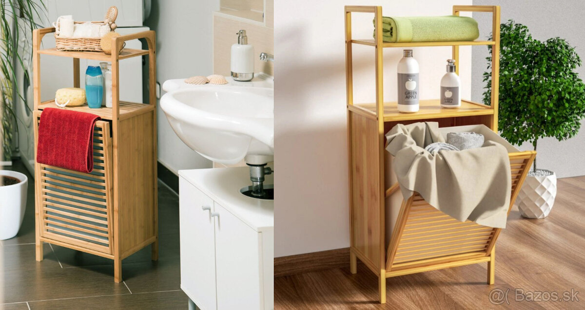 Bambusová polica s košom na prádlo - 19