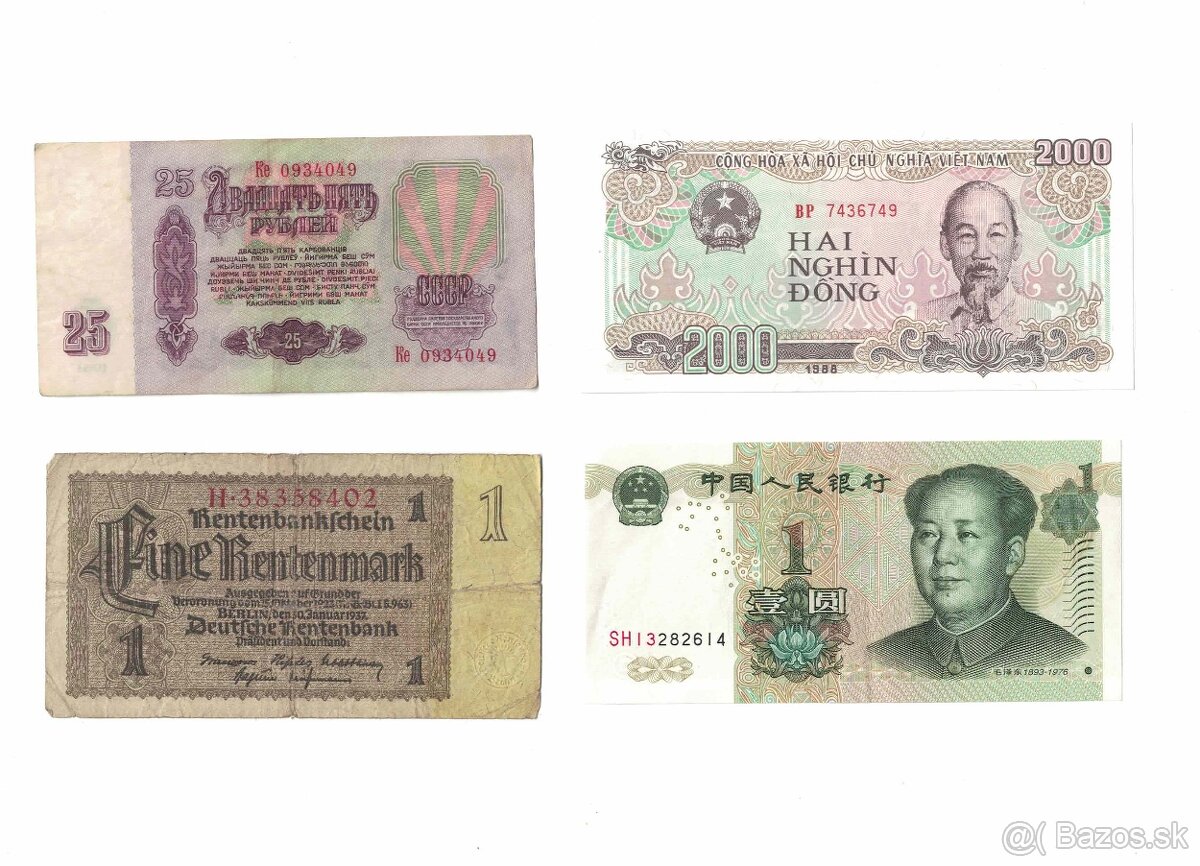 Zbierka bankoviek - rôzne po 2eur + Kubánske mince (doplnené - 19