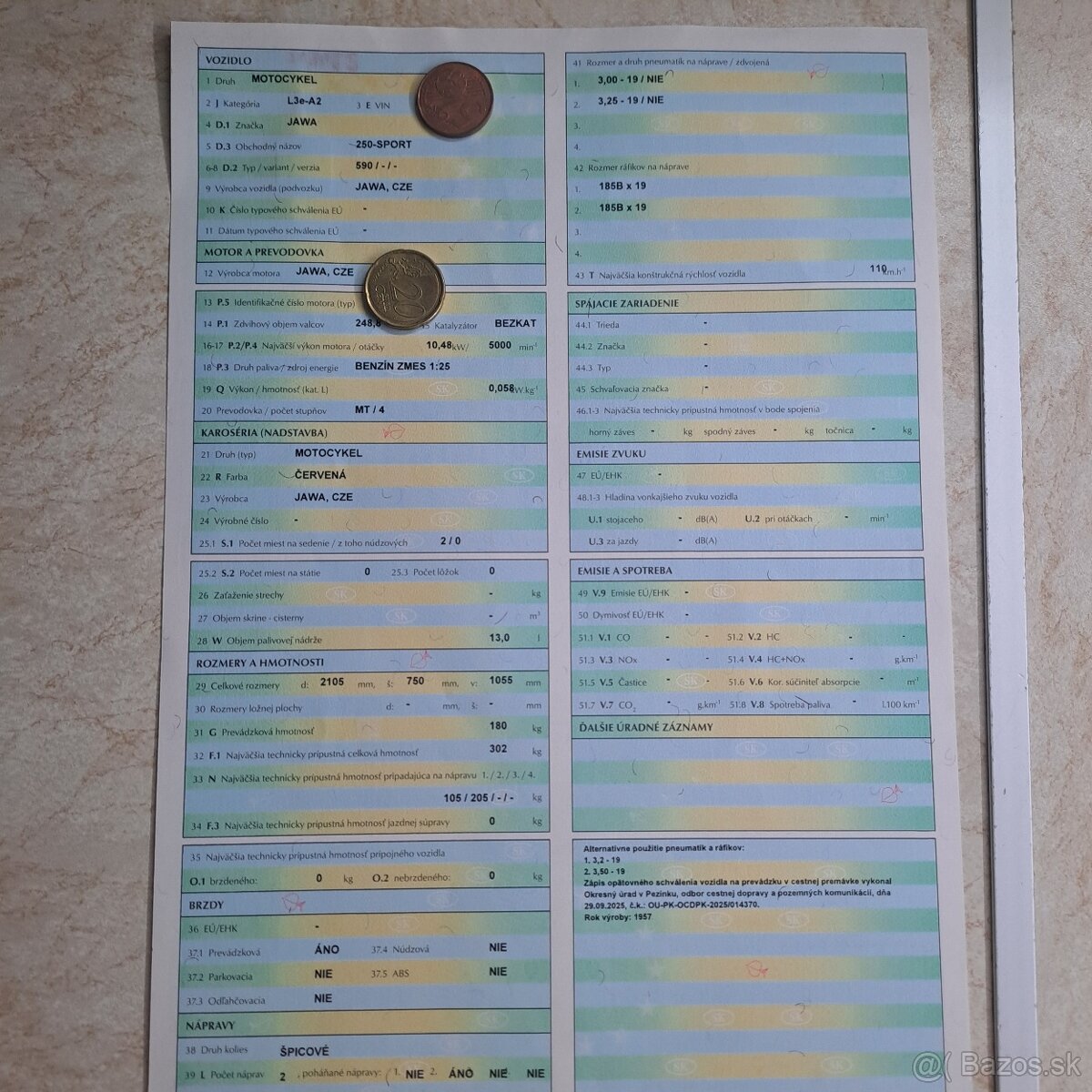 Jawa sport 250 590 pôvodný kus EC,STK 2029 - 19